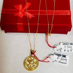 Real authentic Saudi, gold 18 K. Necklace. Dragon.